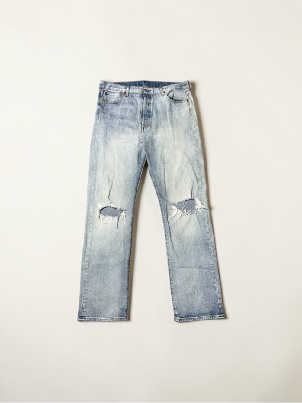 Levi's Light Blue Ripped Straight Jeans